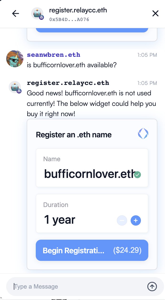 ENS name registration widget